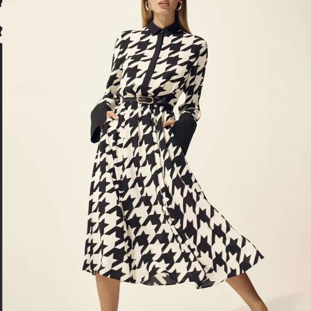 New Anne Klein Black and White Waist Dress, Size US 4